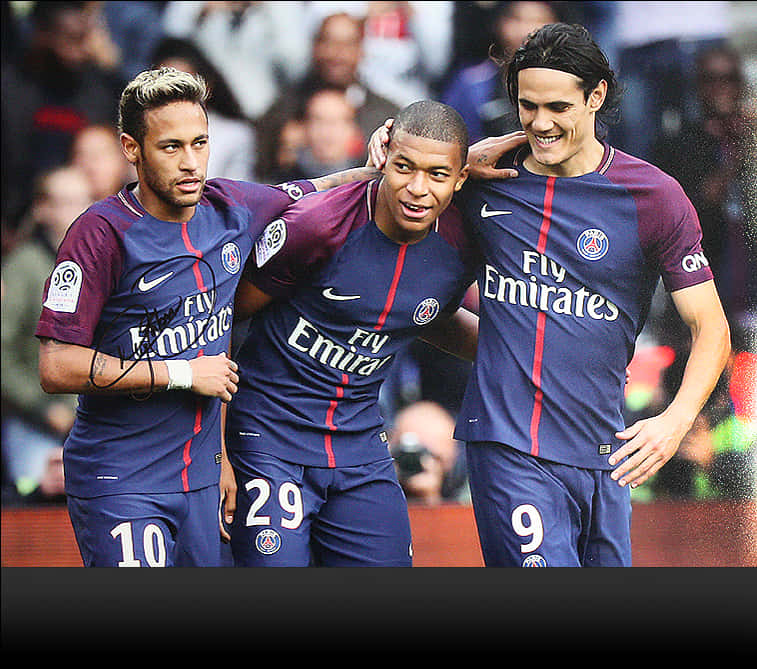 Neymar Mbappe Cavani P S G Celebration PNG Image