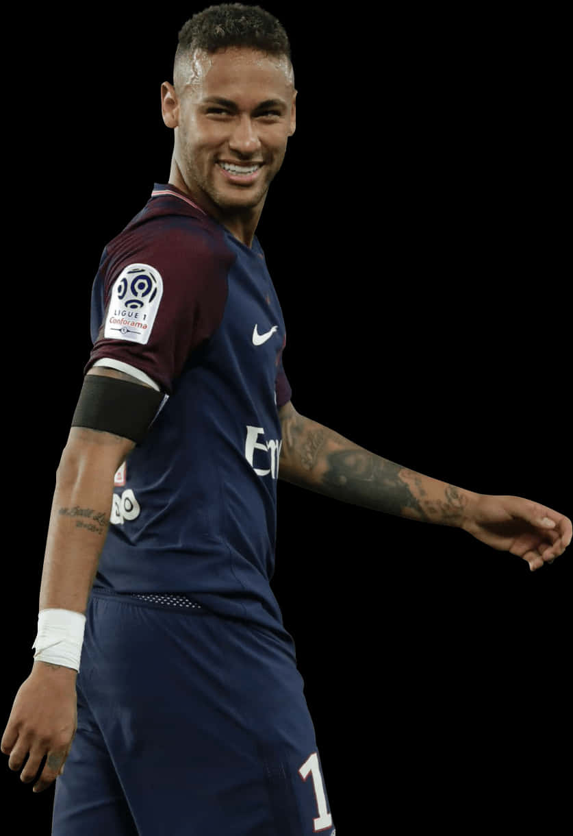 Neymar Smilingin Paris Saint Germain Kit PNG Image