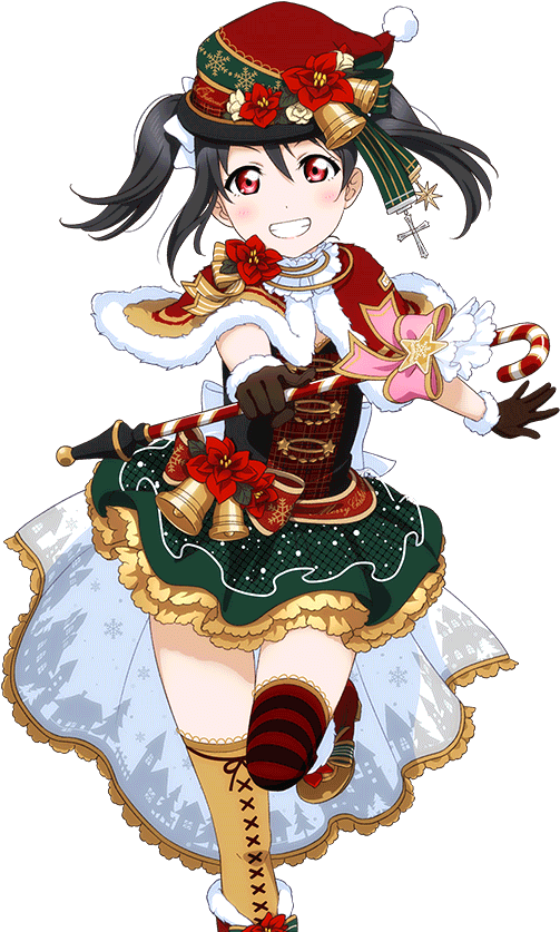 Nico Yazawa Christmas Outfit Illustration PNG Image