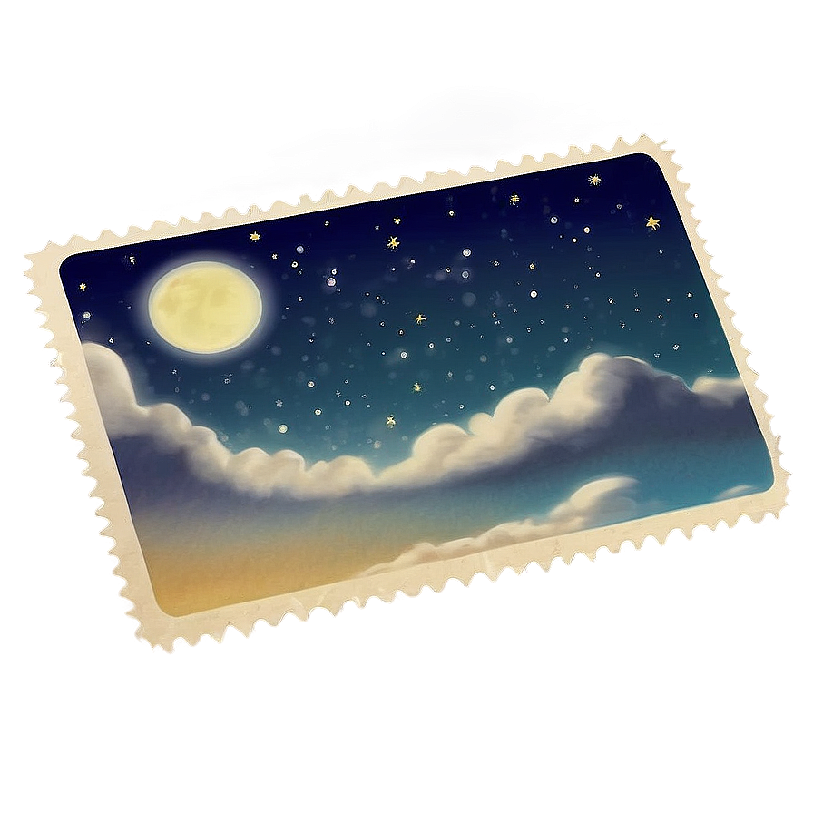 Night Sky Postcard Stamp Png 06272024 PNG Image