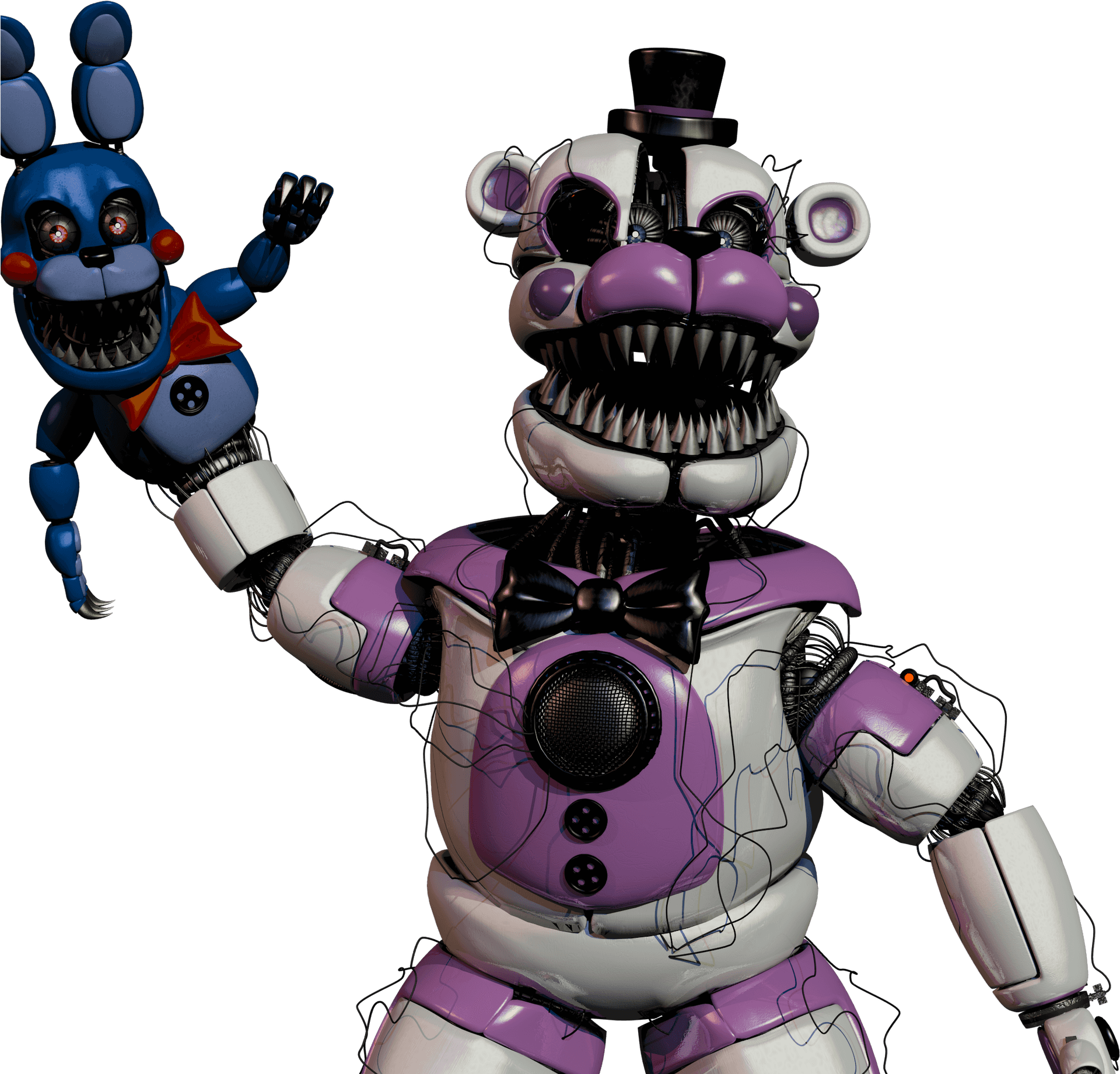 Nightmare Freddyand Bonnie3 D Render PNG Image