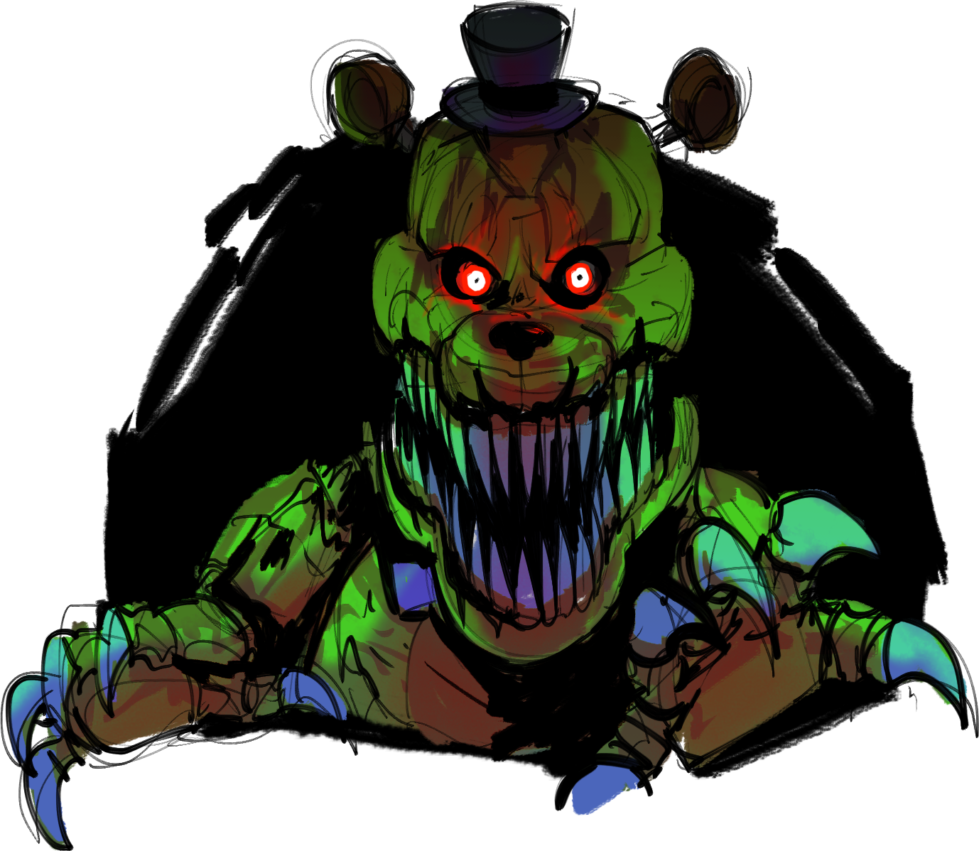 Nightmarish_ Animatronic_ Bear_ Illustration.png PNG Image