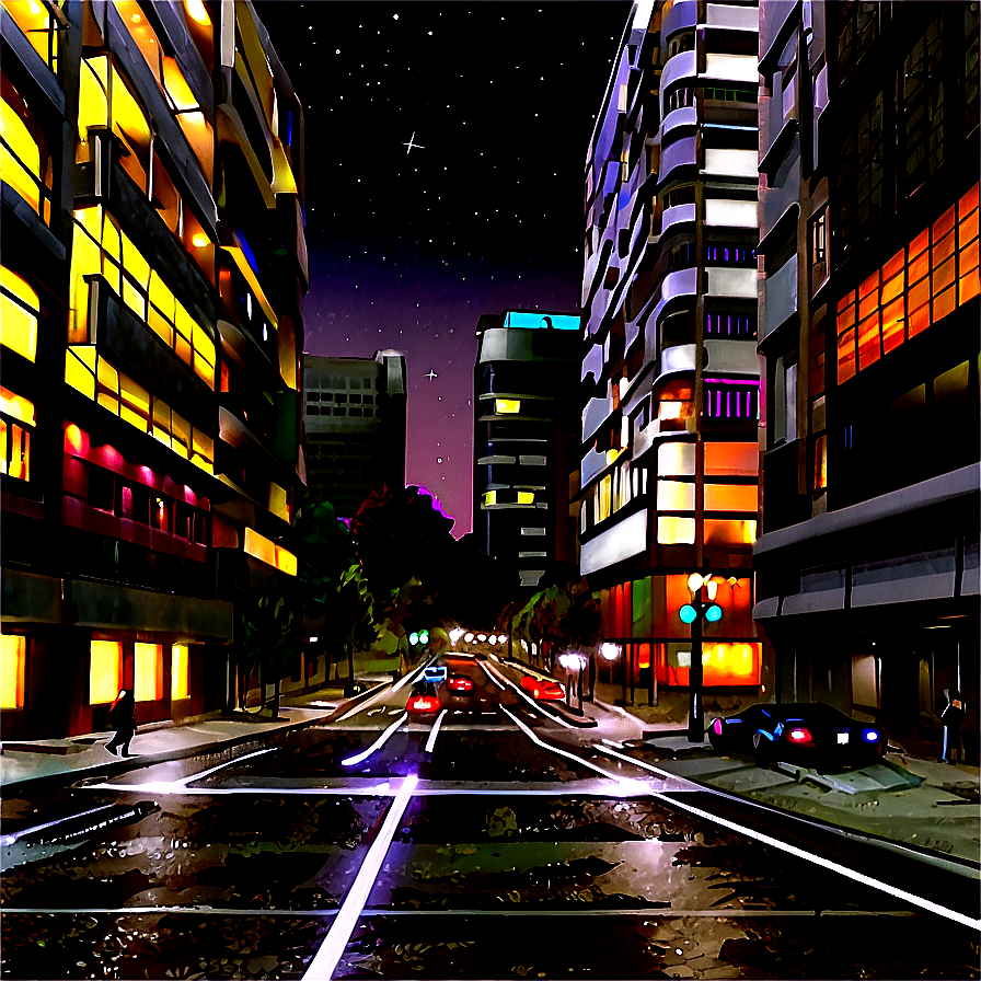 Nighttime City Street Png Aud PNG Image