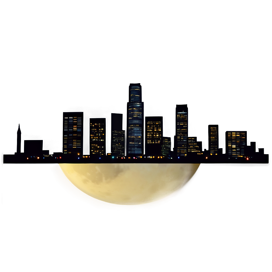 Nighttime Los Angeles Skyline Png Faq65 PNG Image