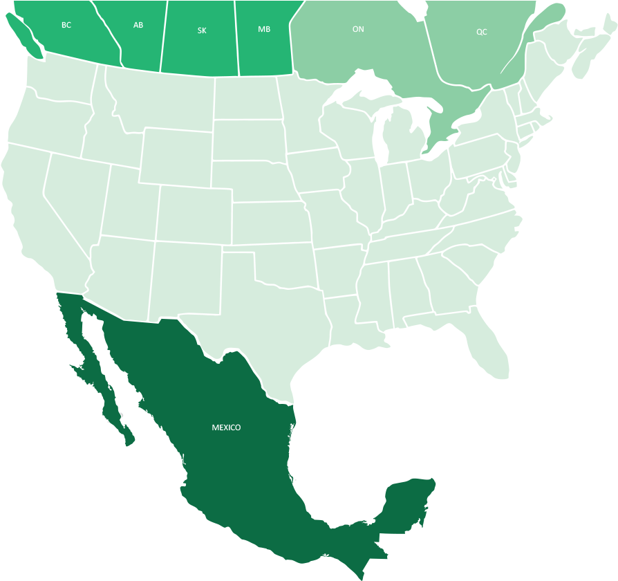 North America Map Mexico Highlighted PNG Image