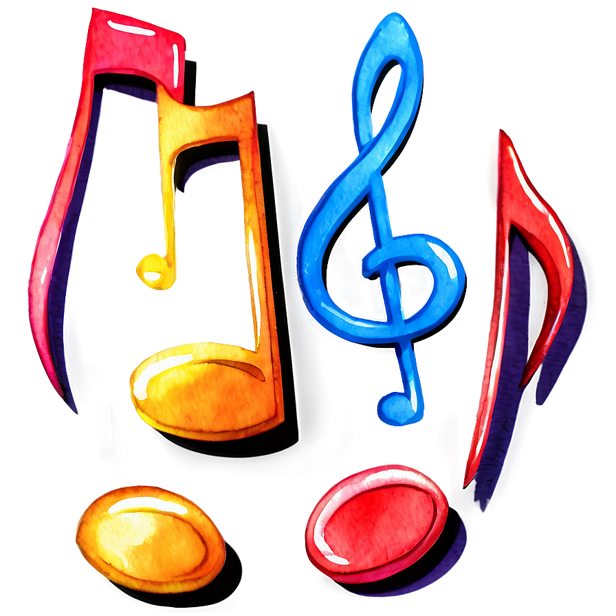 Notas Musicales Watercolor Png 06122024 PNG Image