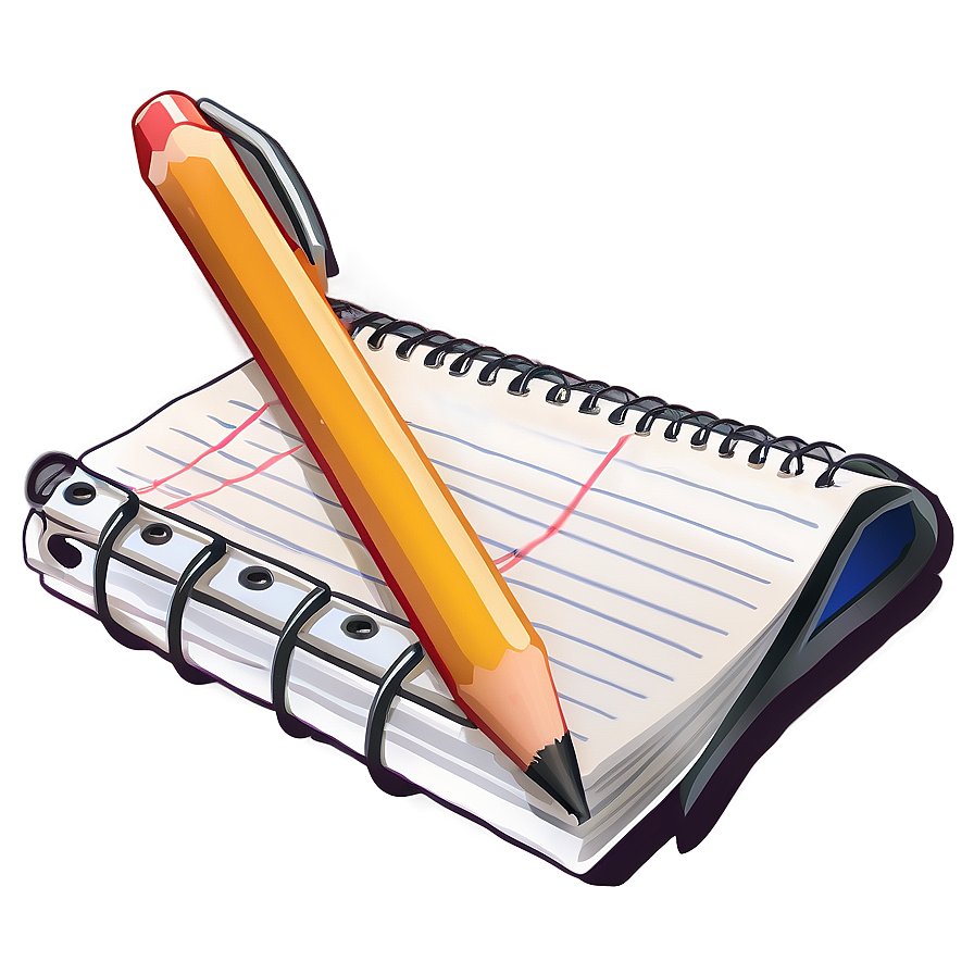 Notebook Paper With Pencil Png Qmx PNG Image