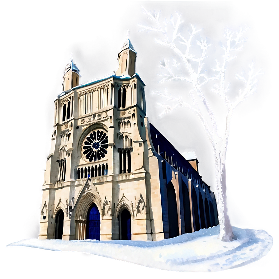 Notre Dame Winter Scene Png Act PNG Image