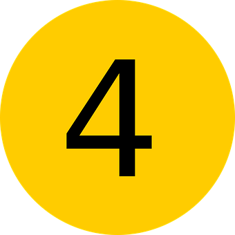 Number Four Yellow Background PNG Image