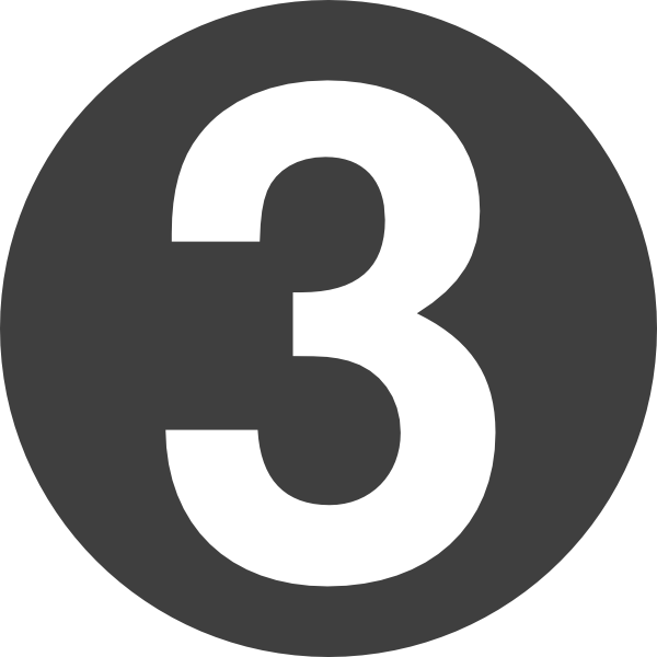 Number3 Icon Black Background PNG Image