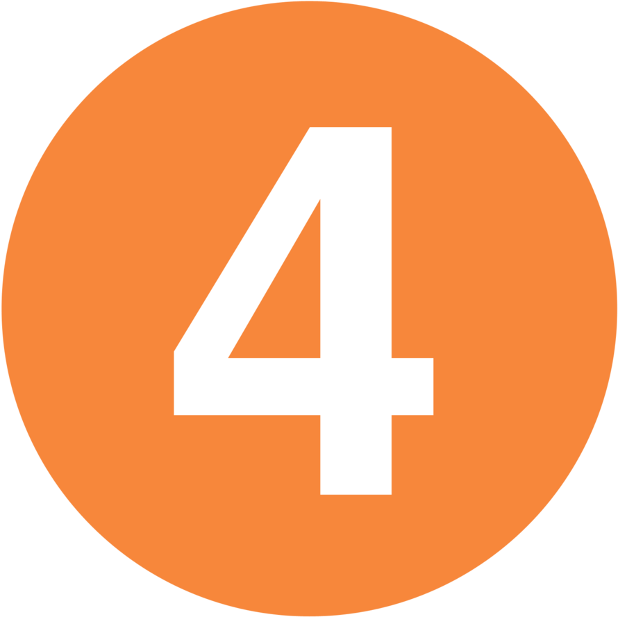 Number4 Icon Orange Background PNG Image