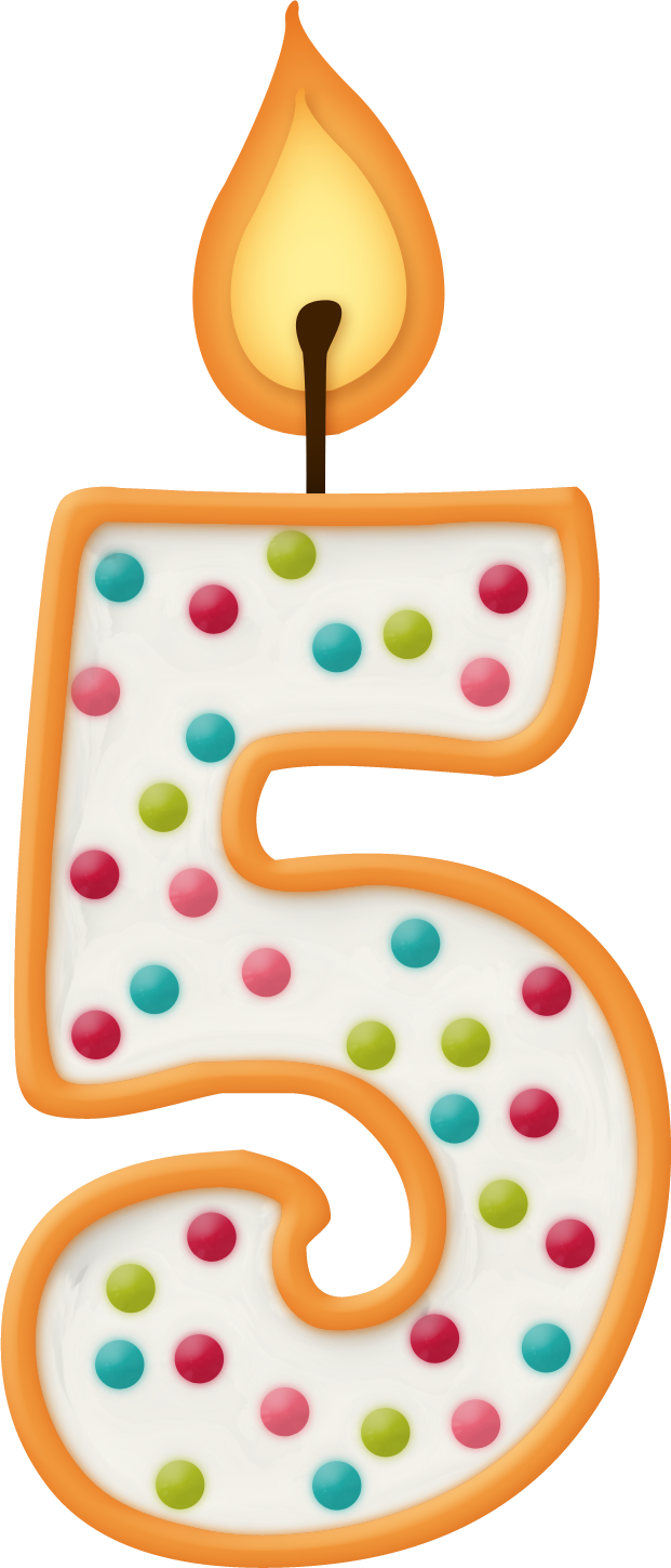 Number5 Birthday Candle PNG Image