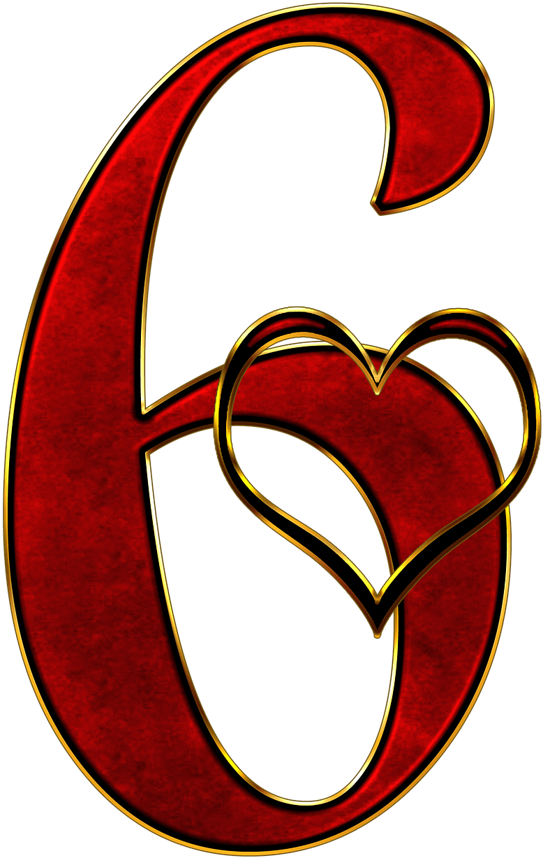 Number6 Love Heart Design PNG Image