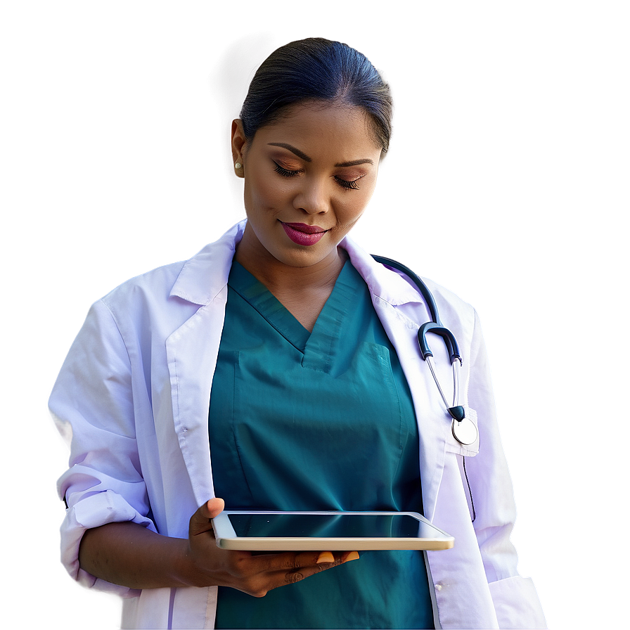 Nurse With Digital Tablet Png Qwe2 PNG Image