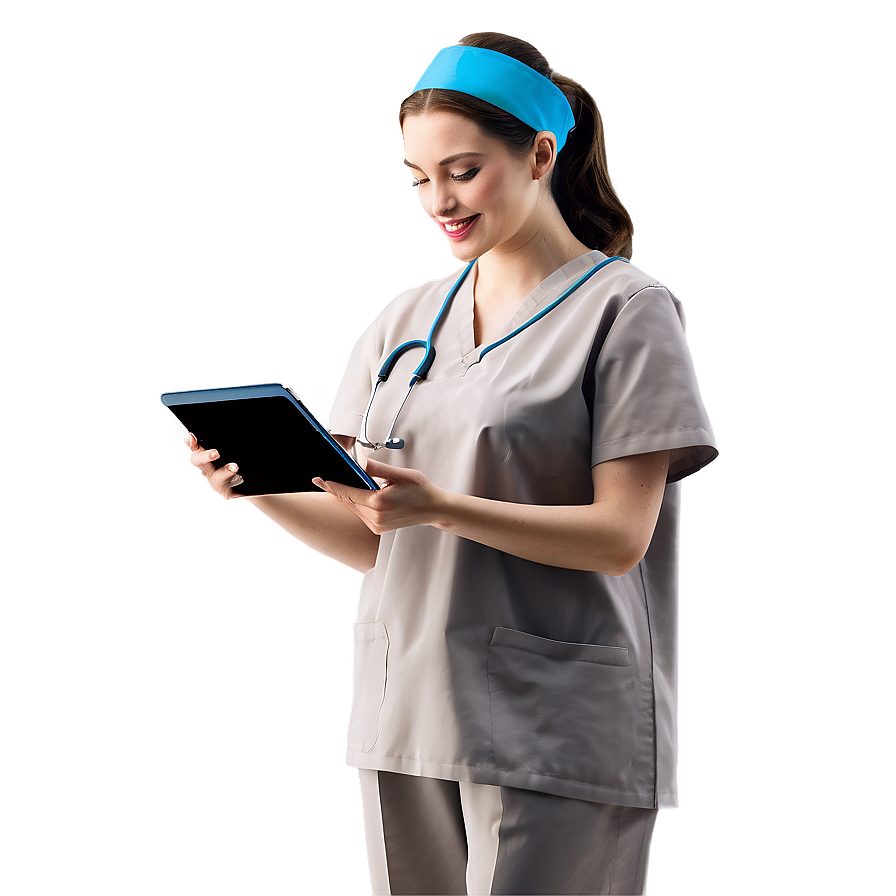 Nurse With Digital Tablet Png Wvw PNG Image