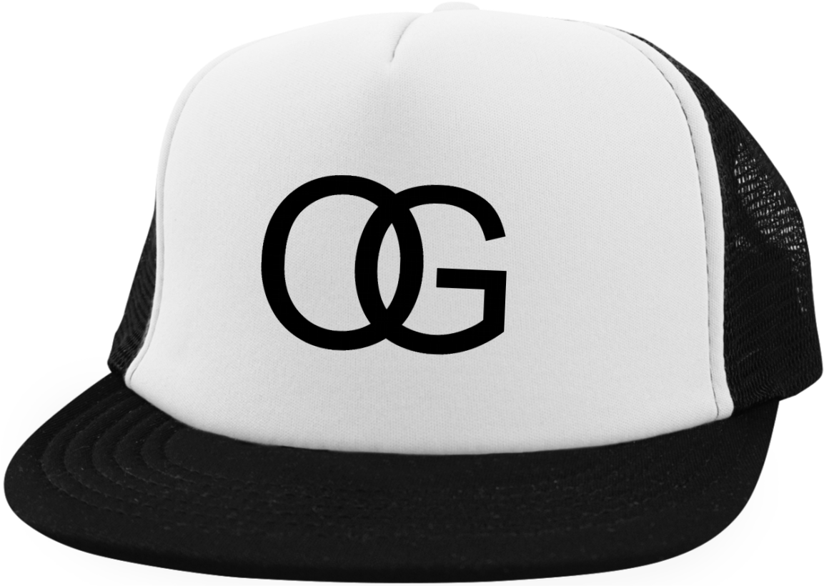 O G Logo Blackand White Trucker Hat PNG Image