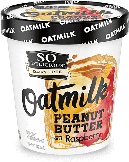 Oatmilk Peanut Butter Raspberry Ice Cream PNG Image