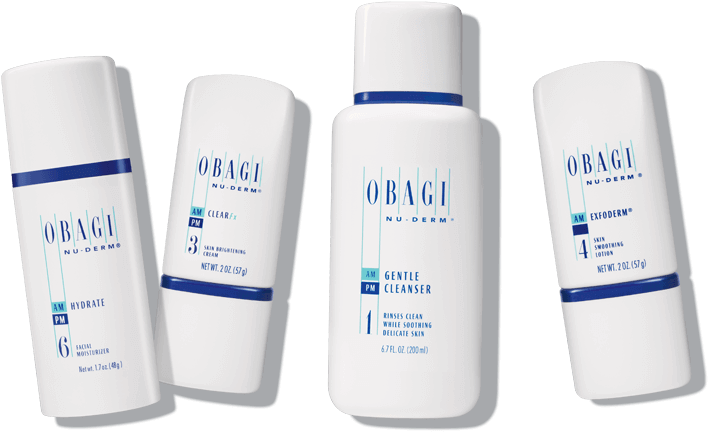 Obagi Nu Derm Skin Care Products Lineup PNG Image