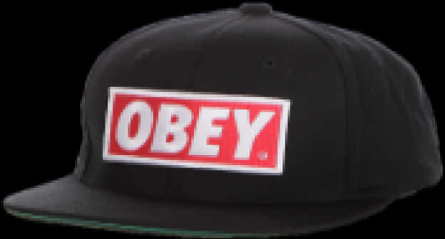 Obey Branded Black Snapback Hat PNG Image