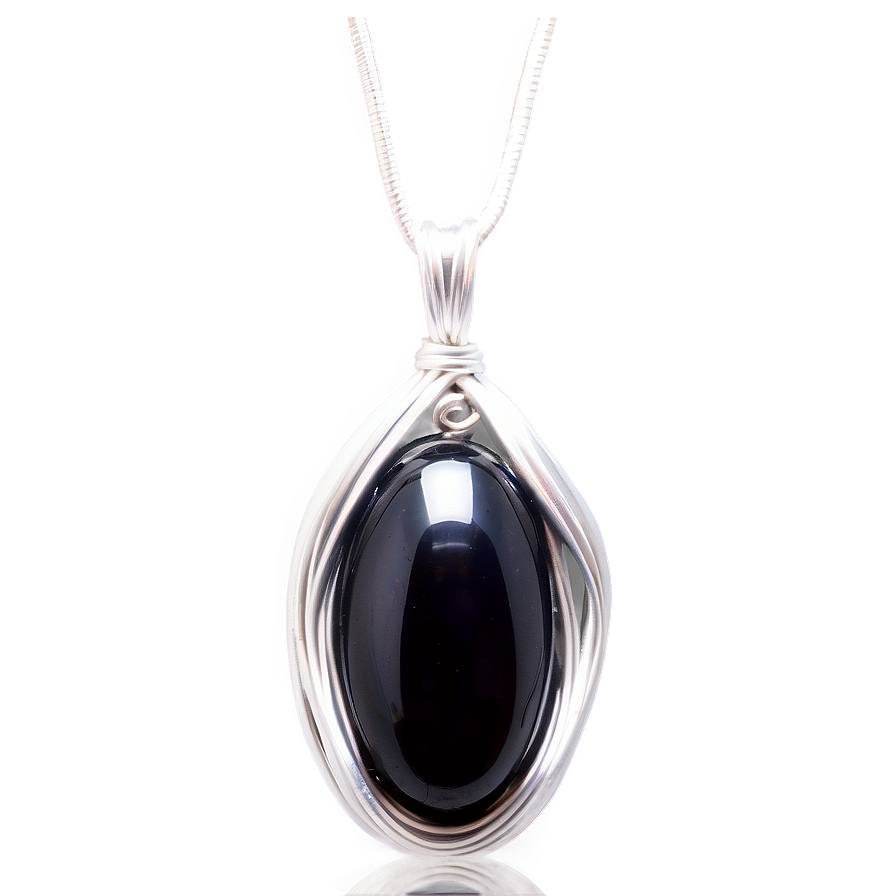 Obsidian Wire Wrapped Pendant Png Fgb6 PNG Image