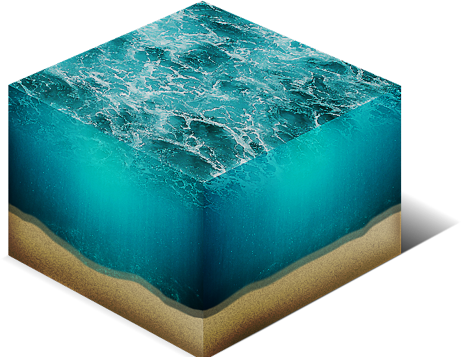 Ocean Cube Illusion PNG Image