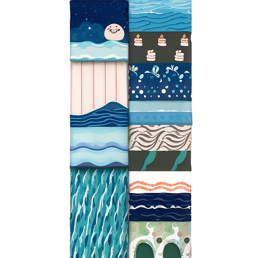 Ocean Washi Tape Aesthetic Png Buk51 PNG Image