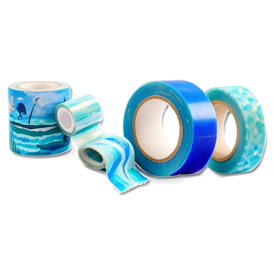 Ocean Washi Tape Aesthetic Png Kax PNG Image