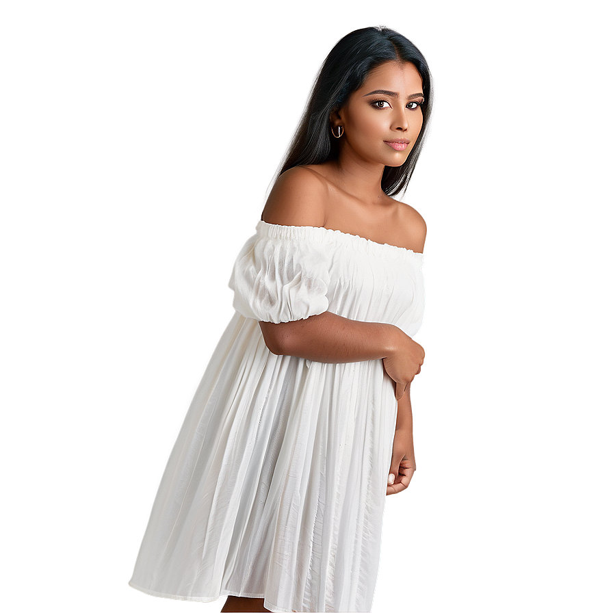 Off-shoulder White Dress Beauty Png 24 PNG Image