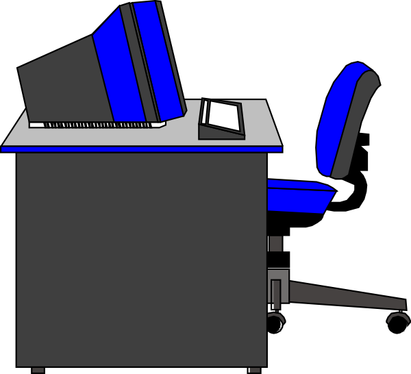 Office Deskwith Computerand Chair Clipart PNG Image