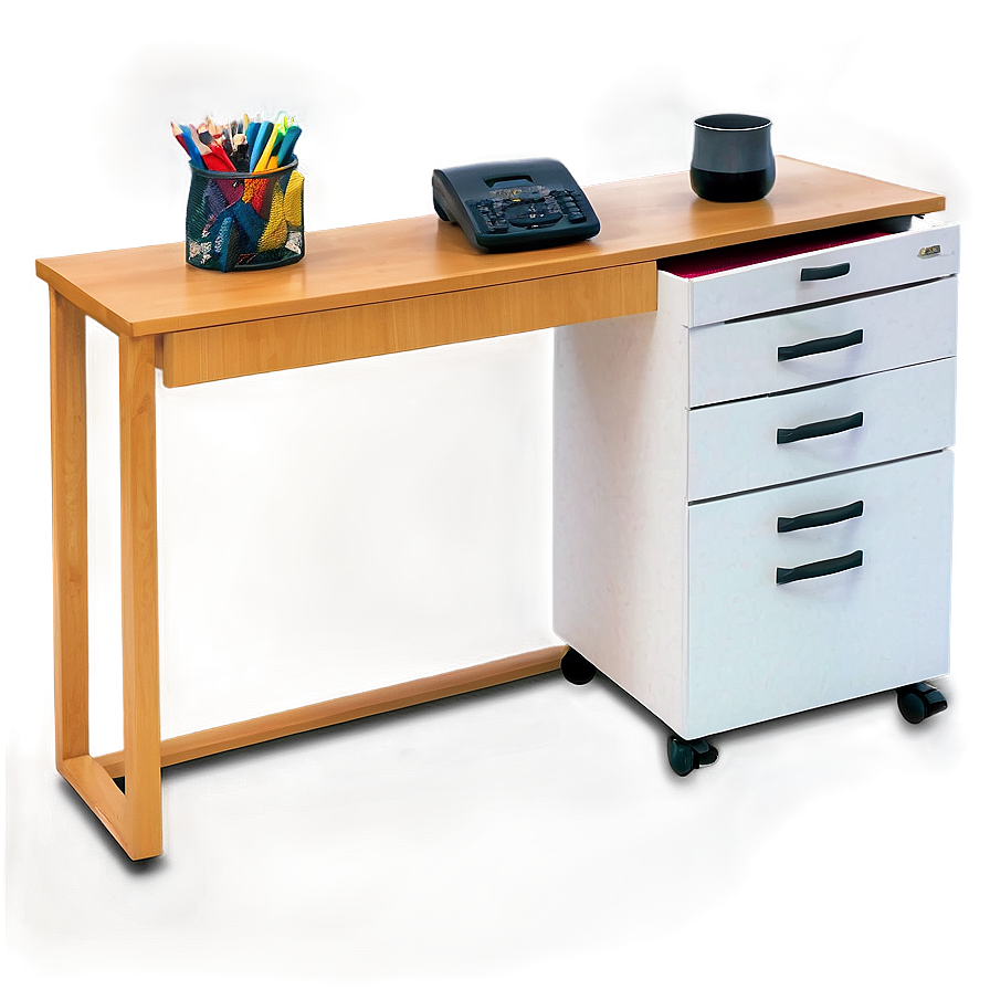 Office Table With Drawers Png 06262024 PNG Image