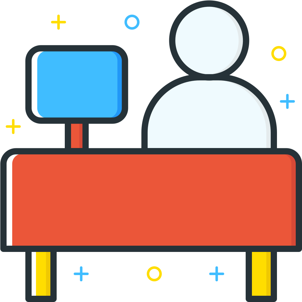 Office Worker At Desk Icon PNG Image