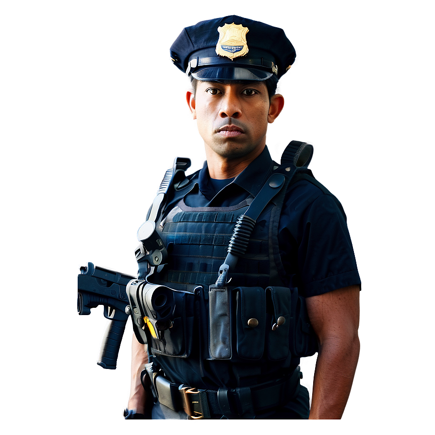 Officer With Badge And Gun Png Eyu PNG Image