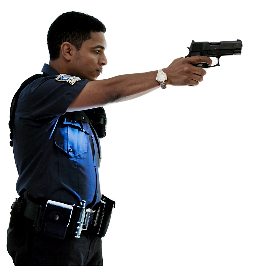 Officer With Badge And Gun Png Jcm PNG Image