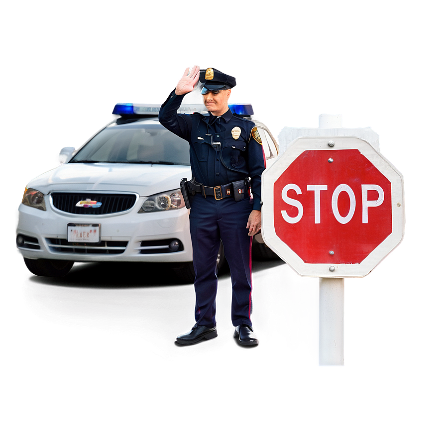 Officer With Stop Sign Png 06252024 PNG Image