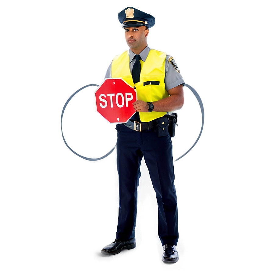 Officer With Stop Sign Png 06252024 PNG Image