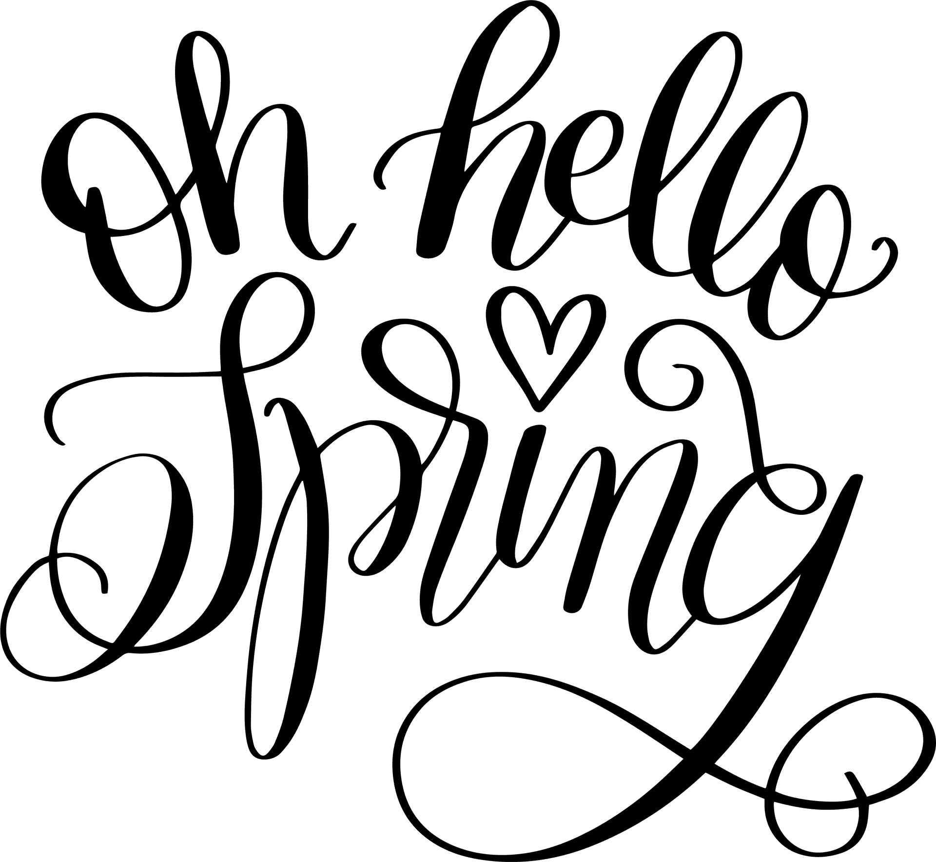 Oh Hello Spring Calligraphy PNG Image