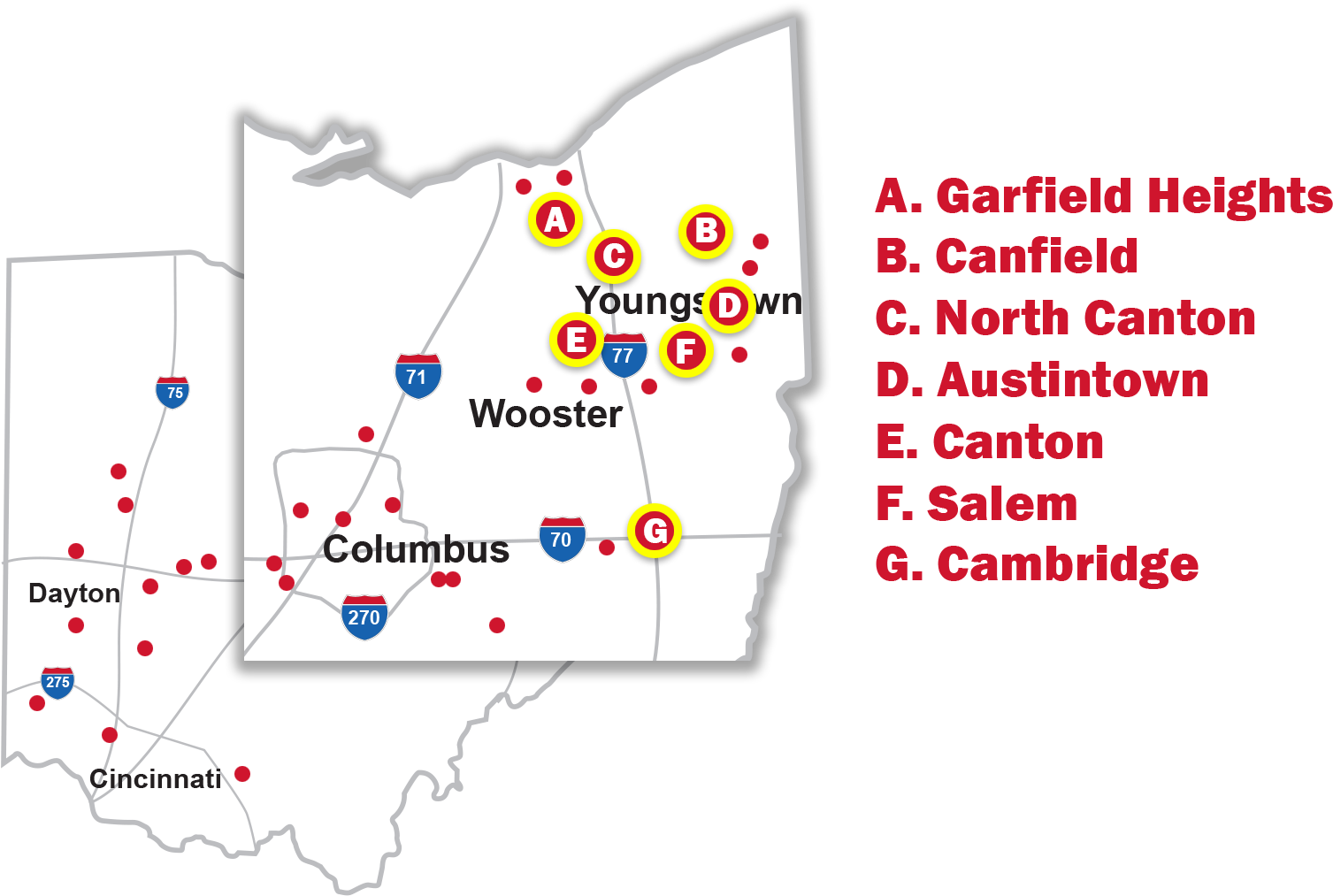 Ohio Map Youngstown Area Locations PNG Image