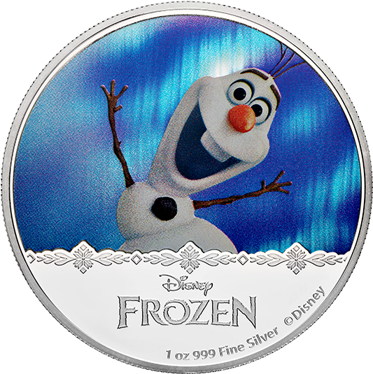 Olaf Frozen Silver Coin PNG Image