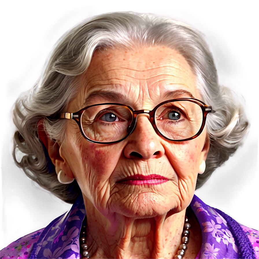 Old Lady Portrait Art Png Opi PNG Image