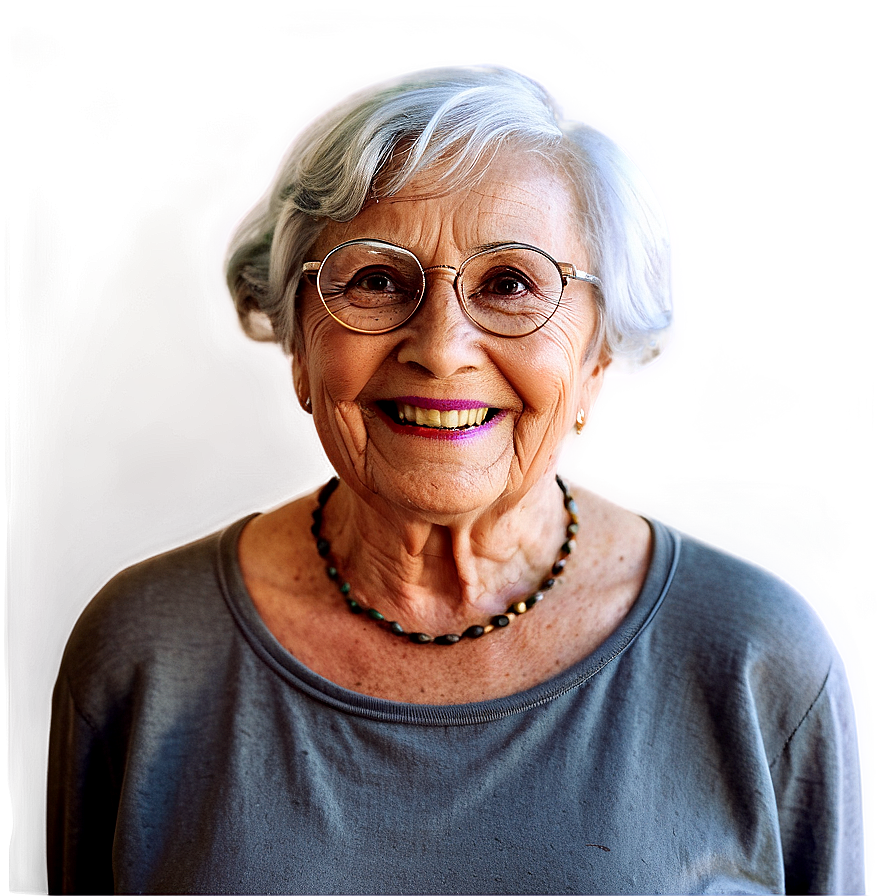 Old Lady Smiling Portrait Png Mal PNG Image