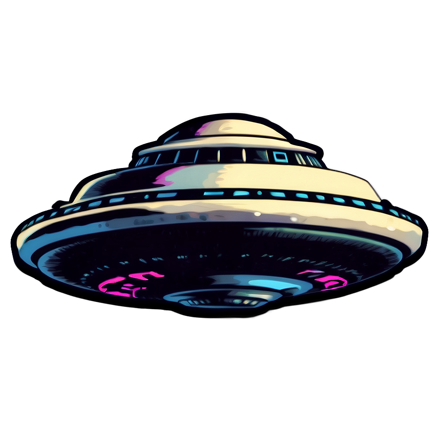 Old-school Flying Saucer Sticker Png 06202024 PNG Image