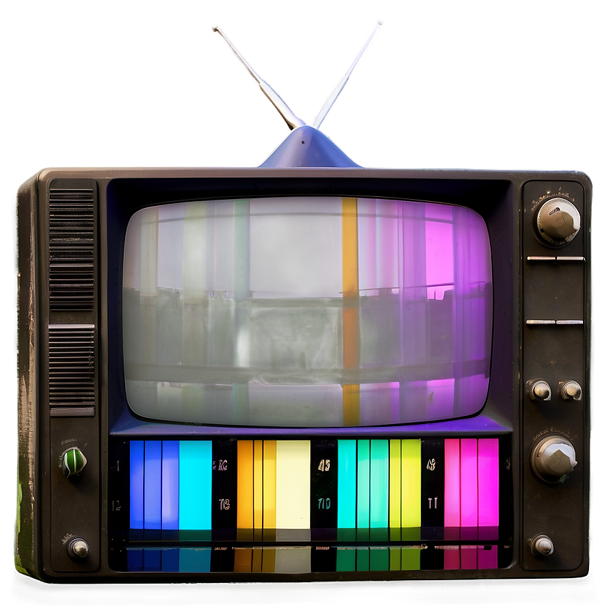 Old Tv Set With Color Bars Png Hpj95 PNG Image