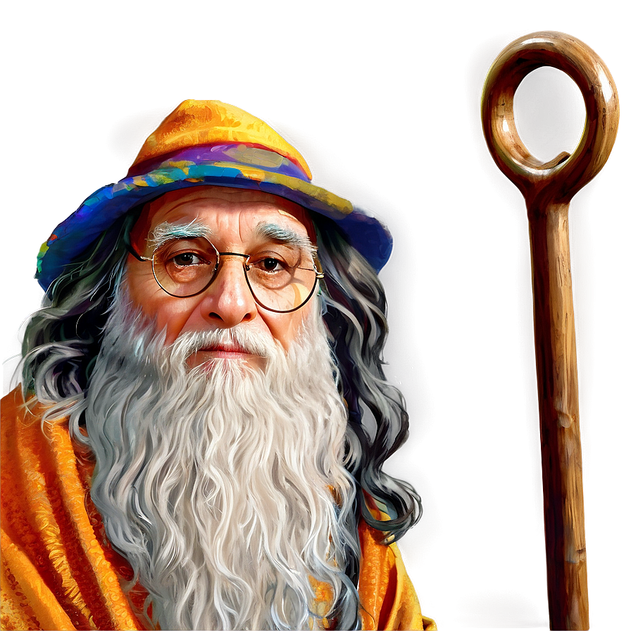 Old Wizard With Staff Png 06112024 PNG Image