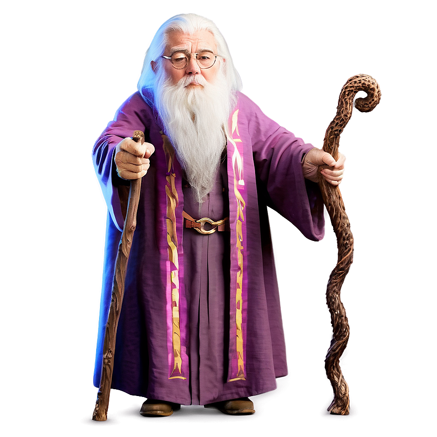 Old Wizard With Staff Png Tyo PNG Image