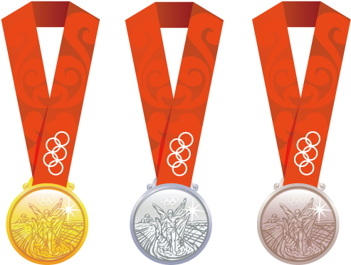 Olympic Gold Silver Bronze Medals PNG Image