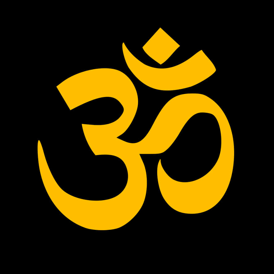 Om Symbol Yellowon Black PNG Image