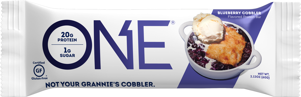 One Blueberry Cobbler Protein Bar Packaging PNG Image