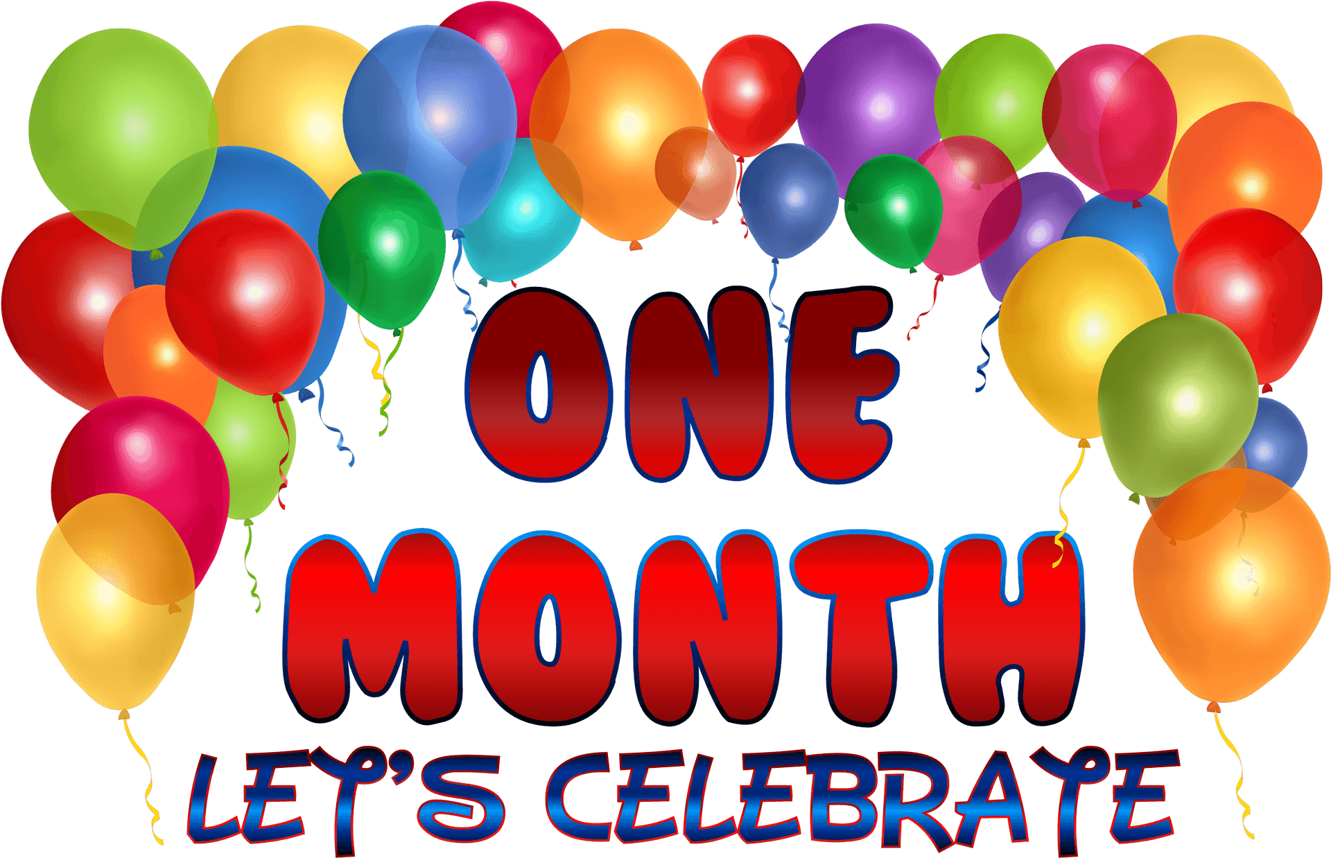 One Month Celebration Balloons PNG Image