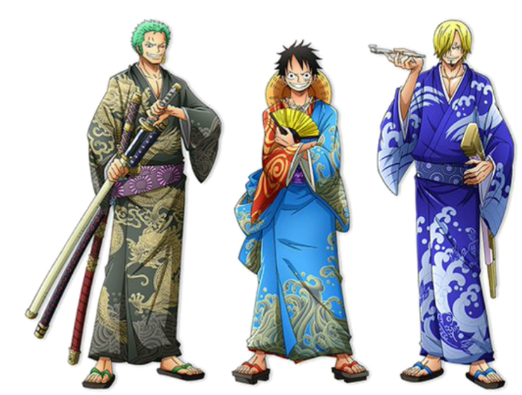 One Piece Charactersin Kimonos PNG Image