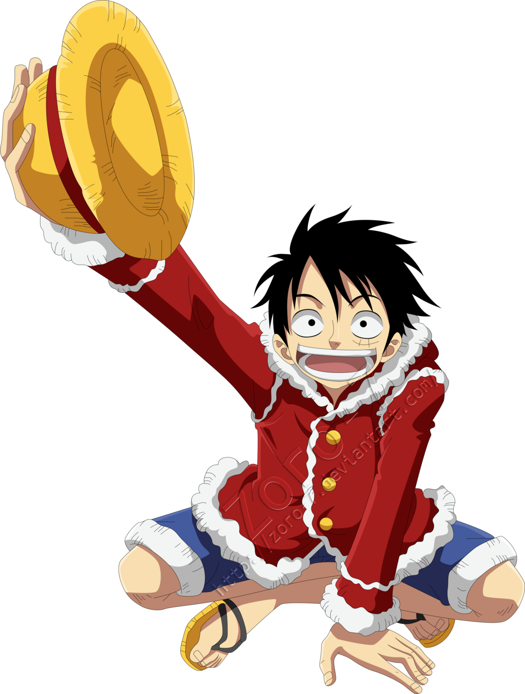 One Piece Luffy Excited Pose PNG Image